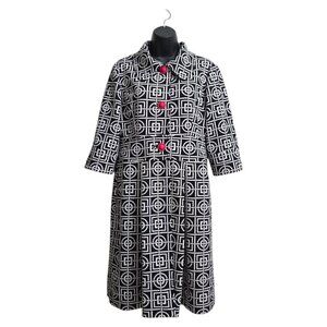 Eliza J Geometric Print Collared Long Overcoat Sz 10